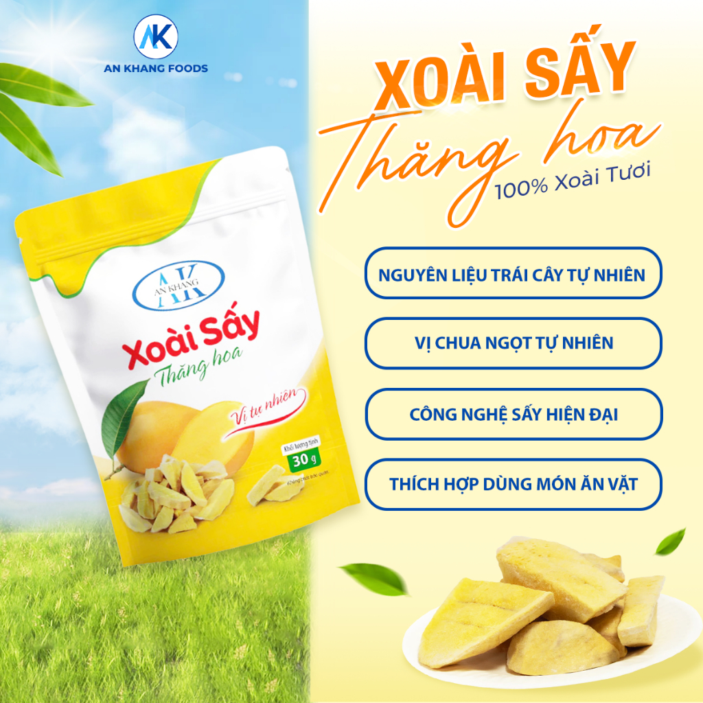 Ăn vặt dinh dưỡng không đường 100% trái cây sấy thăng hoa organic AnKhang Foods