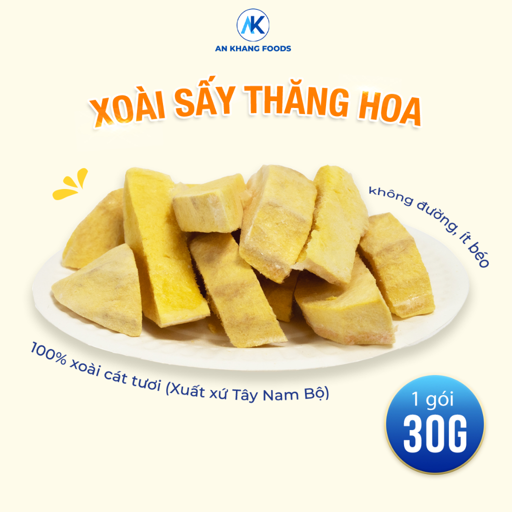Ăn vặt dinh dưỡng không đường 100% trái cây sấy thăng hoa organic AnKhang Foods