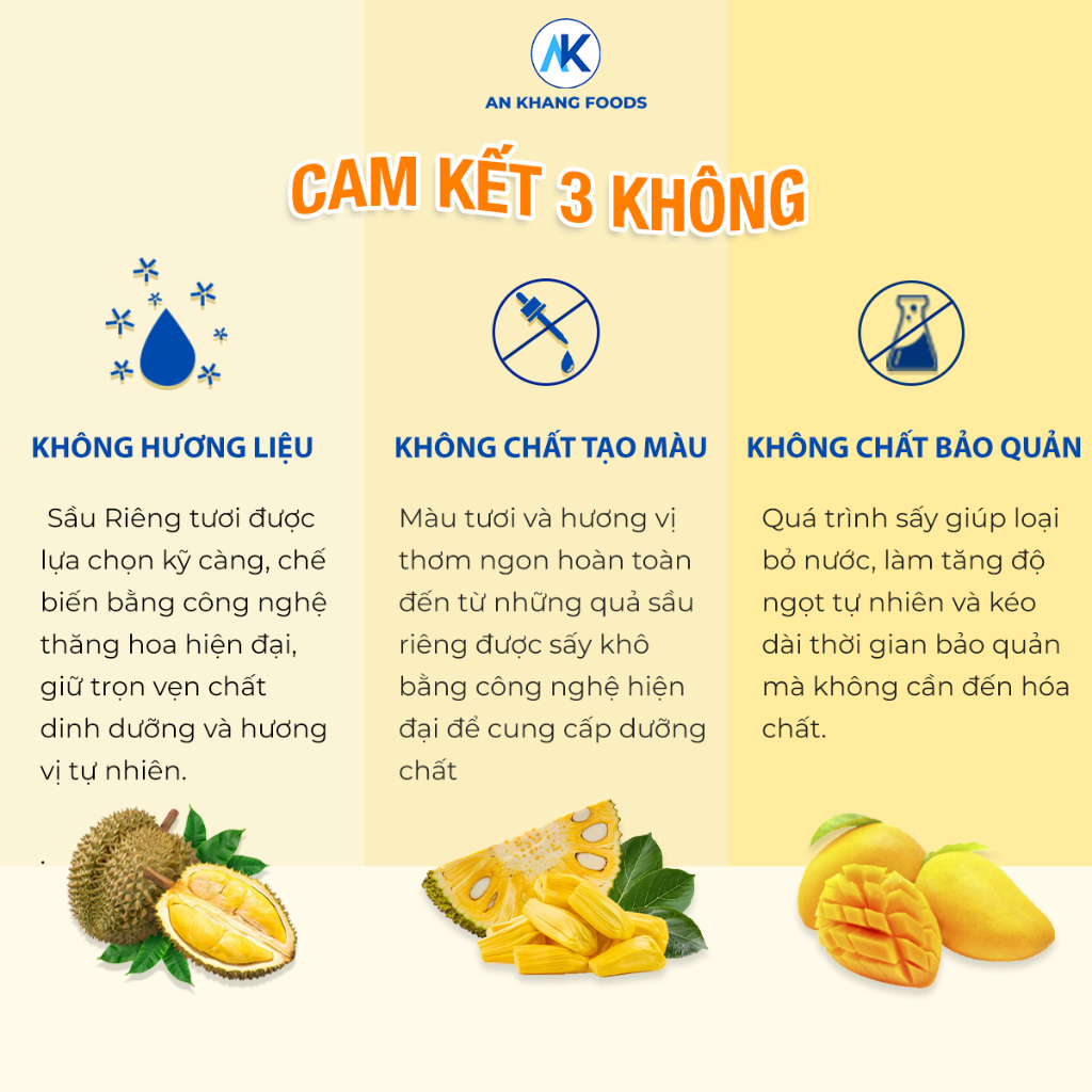 Sầu riêng sấy thăng hoa organic không đường 100% giữ trọn vị gói 30g AnKhang Foods