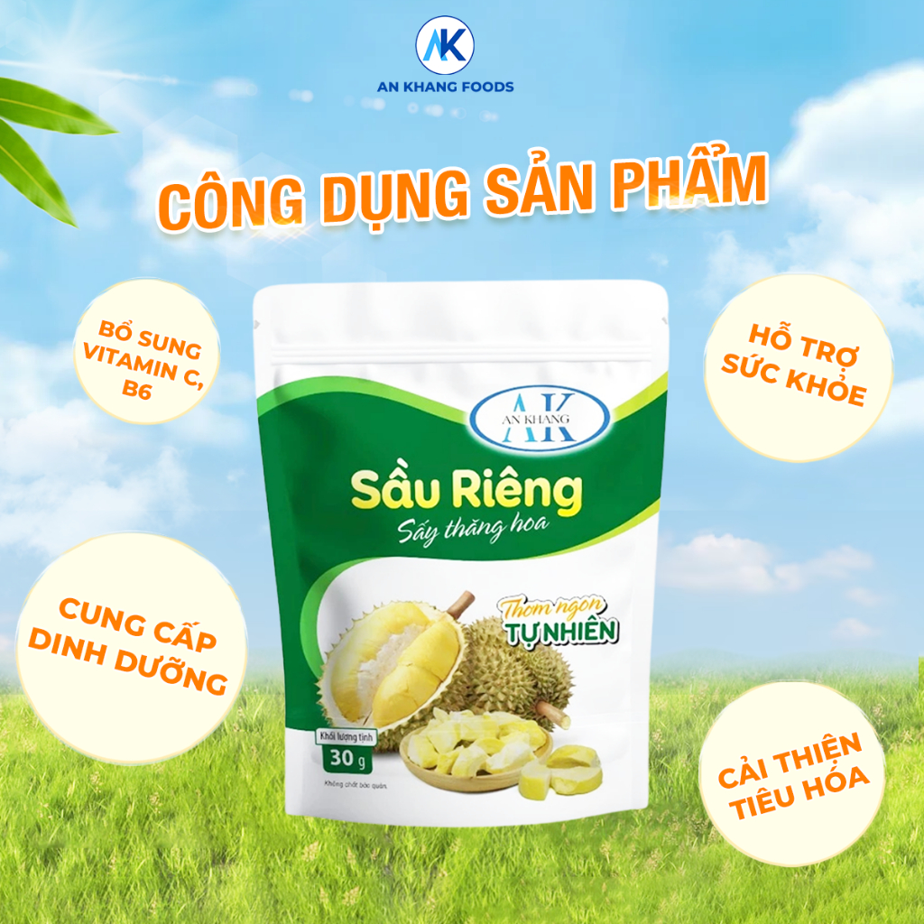 Sầu riêng sấy thăng hoa organic không đường 100% giữ trọn vị gói 30g AnKhang Foods