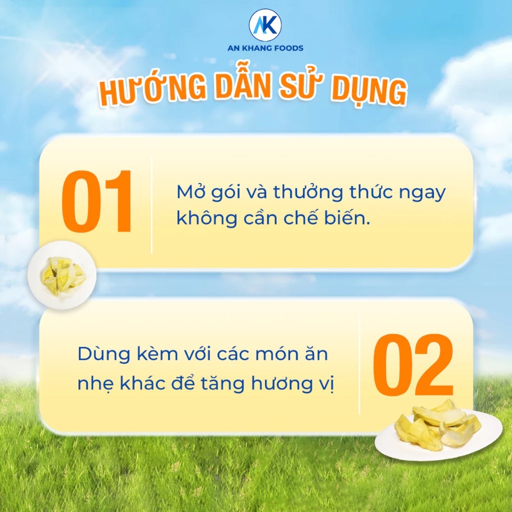 Sầu riêng sấy thăng hoa organic không đường hương vị giòn tan gói 30g AnKhang Foods