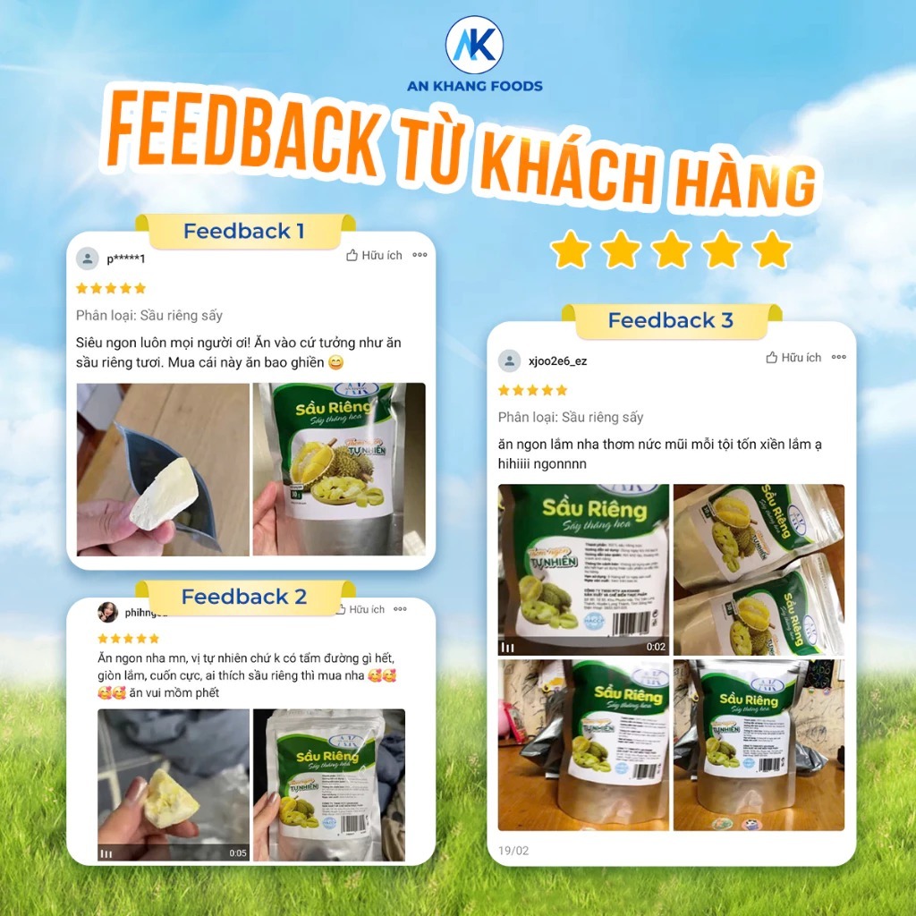 Sầu riêng sấy thăng hoa organic không đường hương vị giòn tan gói 30g AnKhang Foods