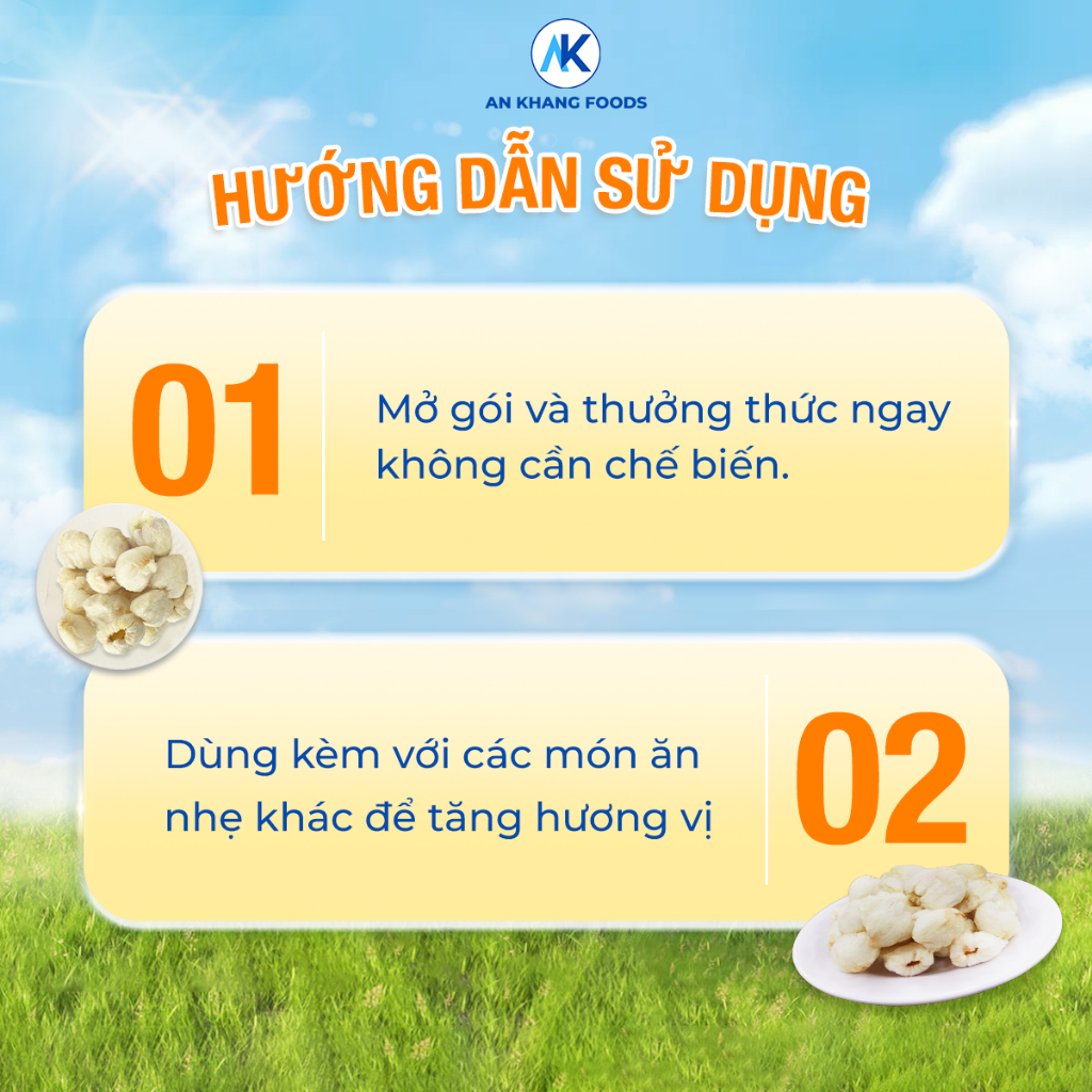 Combo vải sấy thăng hoa không đường quả to không hột vị ngọt tự nhiên gói 20g AnKhang Foods