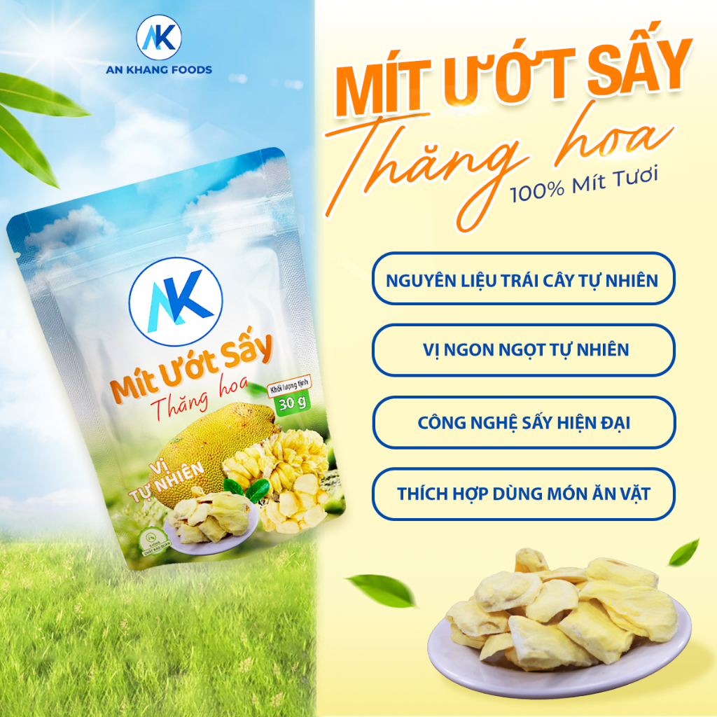 Mít ướt sấy thăng hoa organic 100% vị tự nhiên gói 30g AnKhang Foods - sản phẩm Ocop