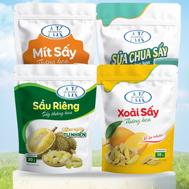 Ăn vặt dinh dưỡng không đường 100% trái cây sấy thăng hoa organic AnKhang Foods