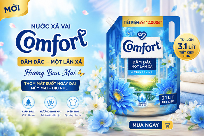 Nước xả vải Comfort - Thơm mềm từng sợi vải, ưu đãi ngập tràn