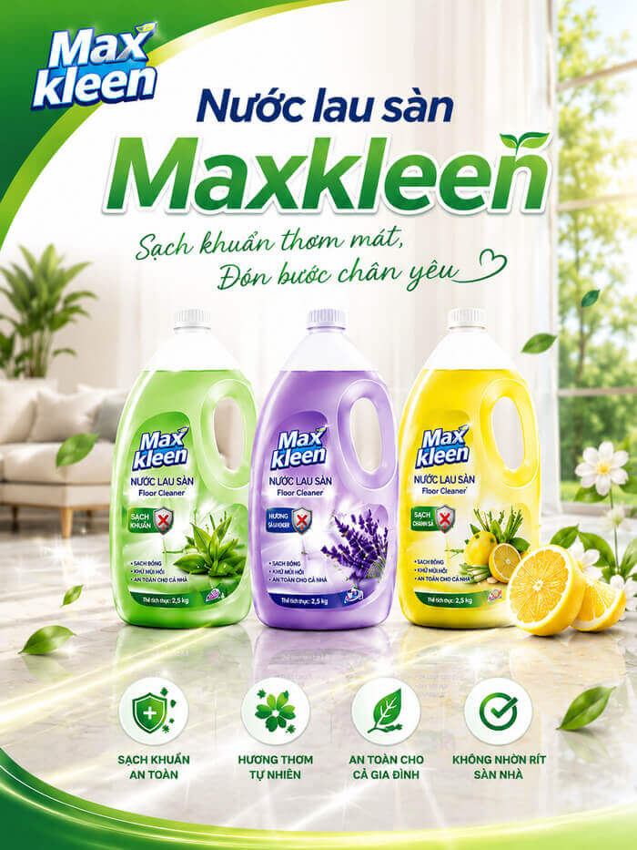 Nước lau sàn Maxkleen sạch và thơm