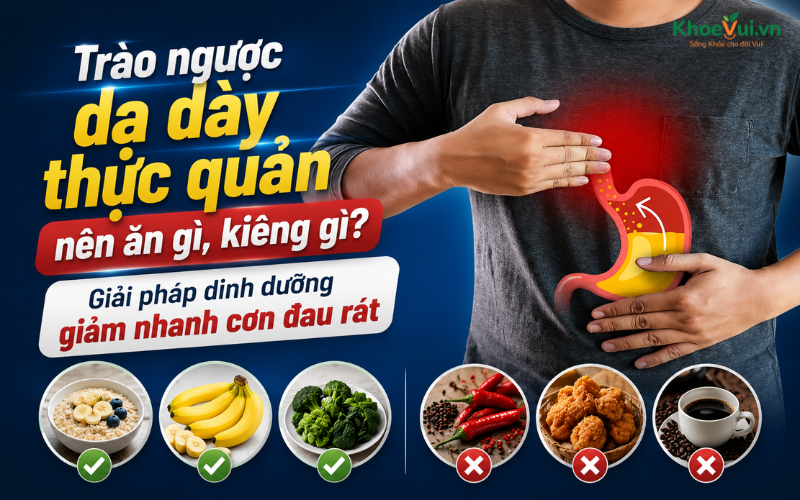 Trào ngược dạ dày thực quản nên ăn gì, kiêng gì? Giải pháp dinh dưỡng giảm nhanh cơn đau rát