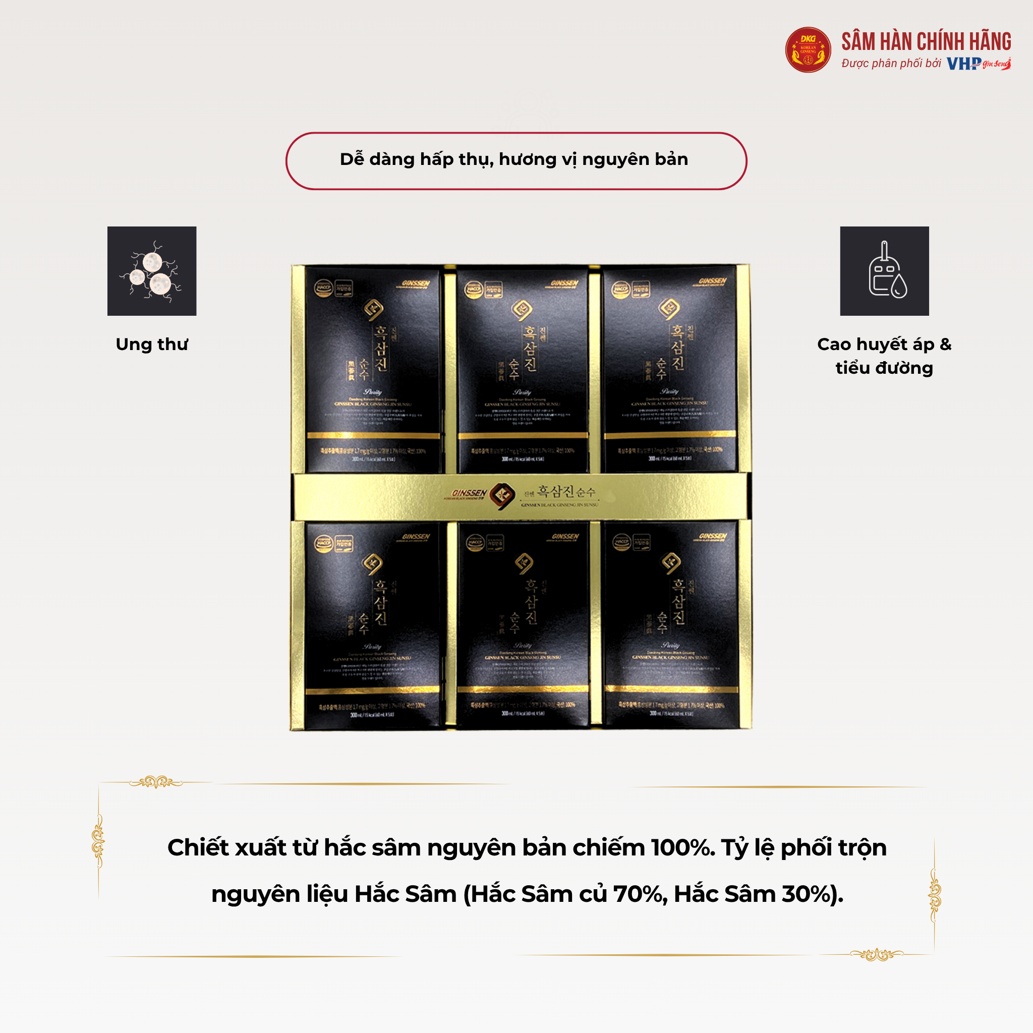 Nước hắc sâm Hàn Quốc (Ginssen Black Ginseng Jin Sunsu) 60ml*30gói/hộp