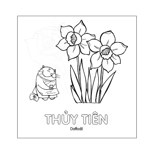 Tô màu cùng mèo thông thái - Hoa