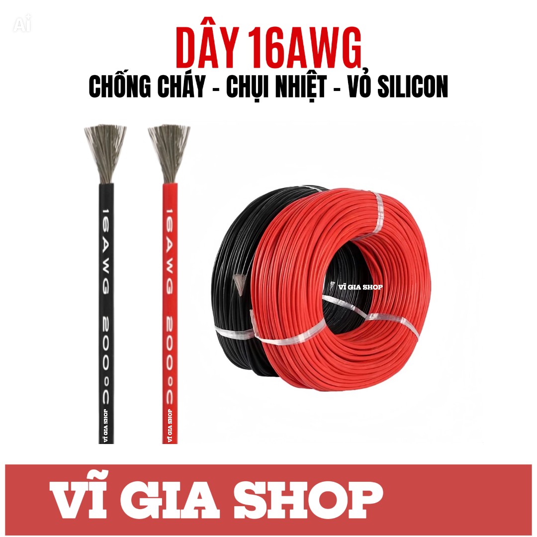 Dây Điện AWG Silicon Chịu Nhiệt Chống Cháy 16AWG 18AWG 24AWG - Vĩ Gia Shop