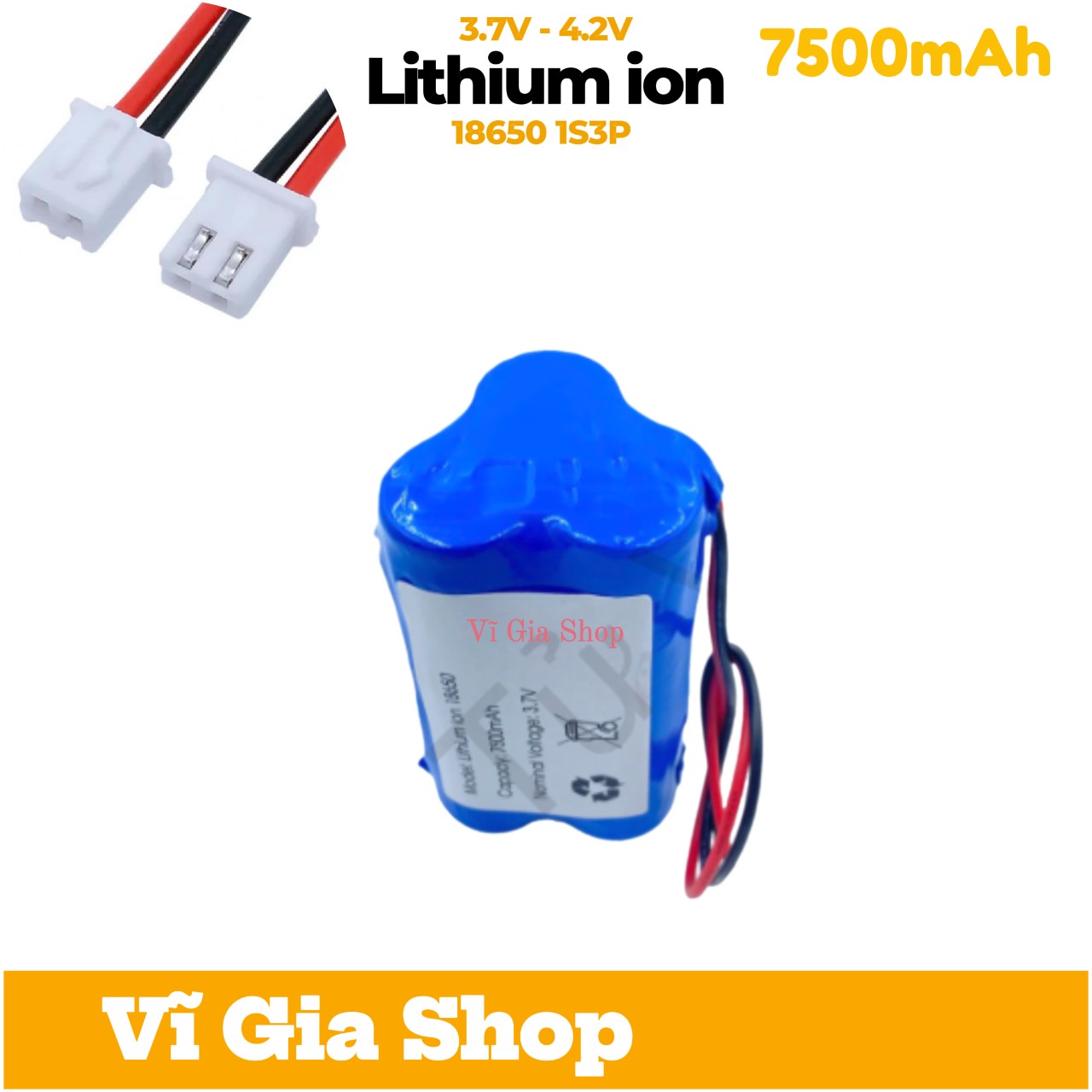 Pin Sạc 3.7V 7500mAh Tích Hợp Mạch Bảo Vệ Jack XH 2.54mm 2P