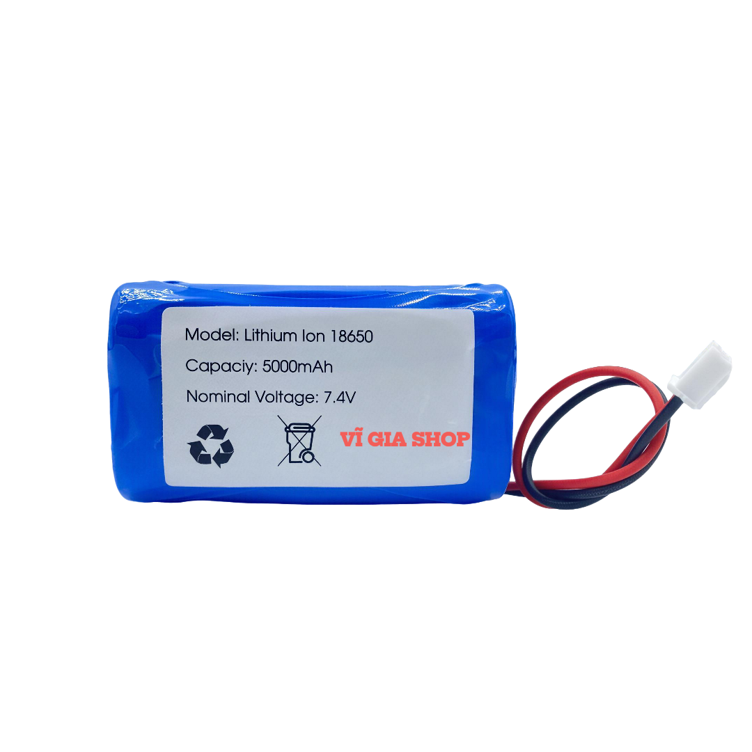 Pin sạc 2S 7.4V 5000mAh Jack XH 2.54mm Vĩ Gia Shop Pin sạc Lithium-ion 2S 7.4V 5000mAh Jack XH 2.54mm 2P tích hợp mạch BMS 10A tại Vĩ Gia Shop
