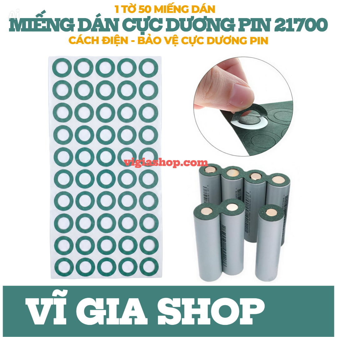 Miếng Dán Bảo Vệ Cực Dương Pin 21700 Cách Điện Chống Chập Khối Pin (1 Tờ 50 Miếng) - Vĩ Gia Shop