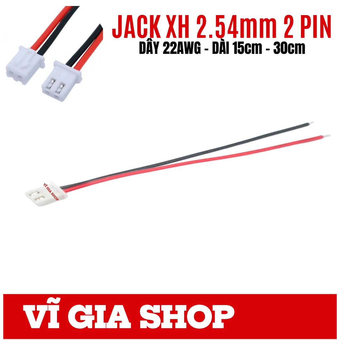 Jack Nối XH 2.54mm 2P Kèm Dây 22AWG (15cm / 30cm) - Vĩ Gia Shop