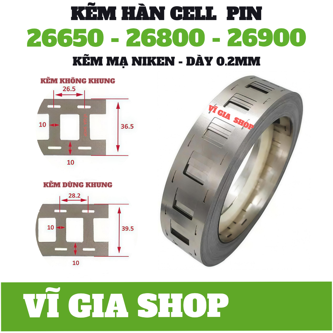 Kẽm Hàn Cell Pin 26650 - 26800 - 26900 Dày 0.2mm Cao Cấp | Vĩ Gia Shop
