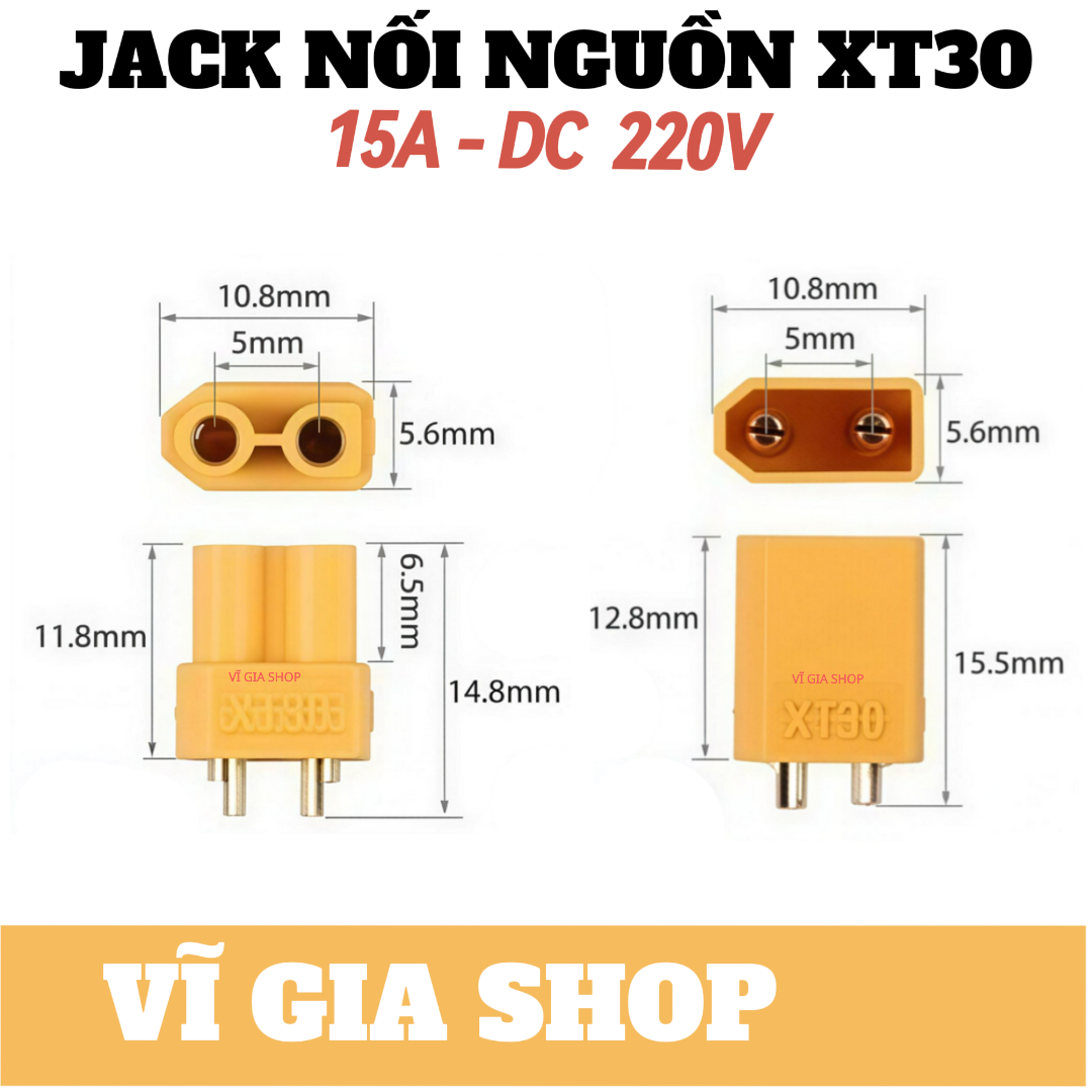 Cặp Jack nối XT30 - XT60 - Lõi đồng mạ vàng - Cặp Đực Cái