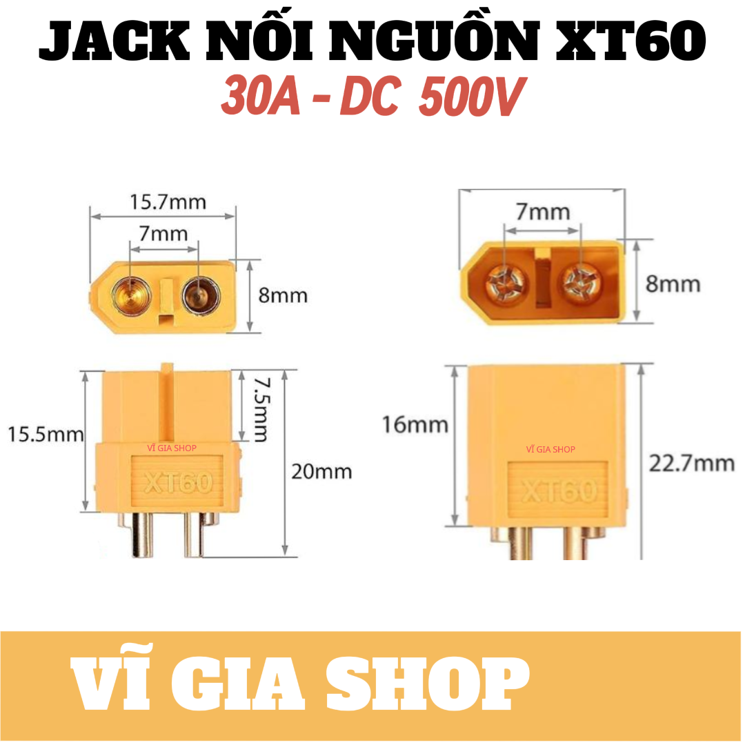 Cặp Jack nối XT30 - XT60 - Lõi đồng mạ vàng - Cặp Đực Cái