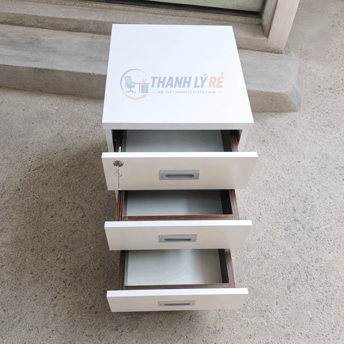 Tủ gỗ 3 ngăn kéo màu trắng 400x450x550mm TU084