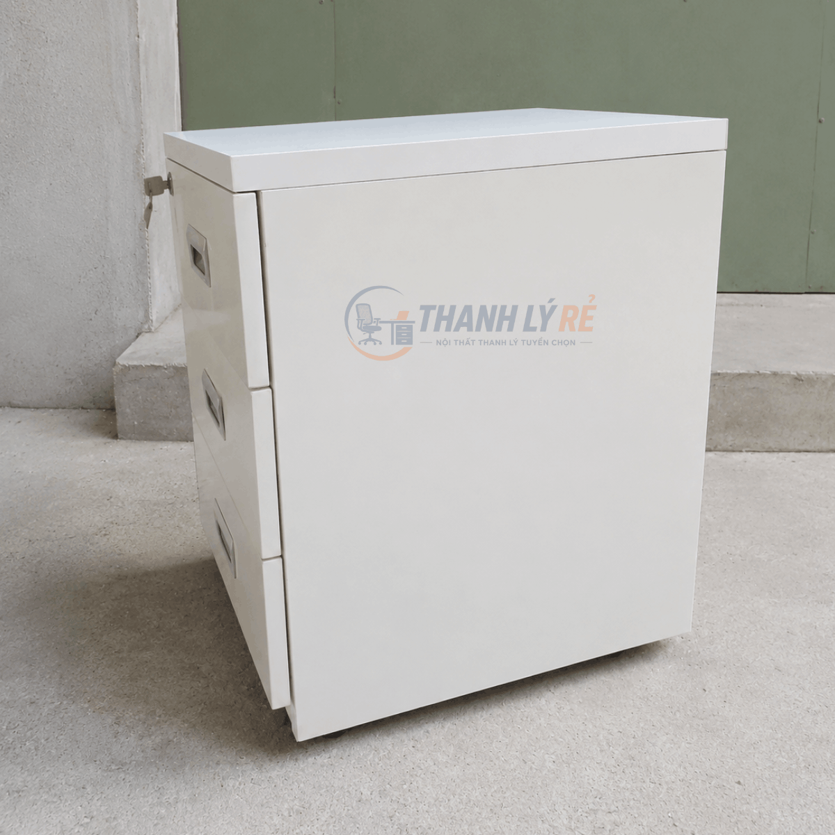 Tủ gỗ 3 ngăn kéo màu trắng 400x450x550mm TU084