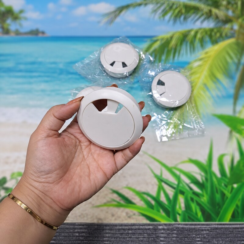 Nắp Chụp Lỗ Luồn Dây Điện Tròn Bằng Nhựa Màu Xám Cho Bàn Làm Việc Bàn Máy Tính CHUP118