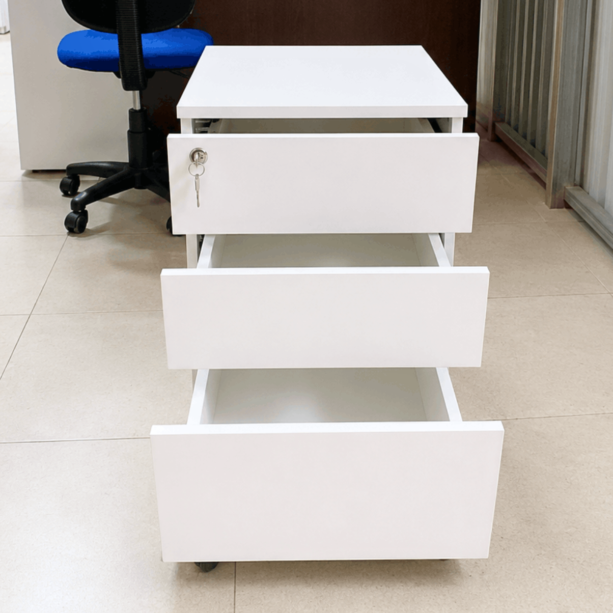 Tủ di động 3 ngăn kéo màu trắng 400x500x600mm TU102