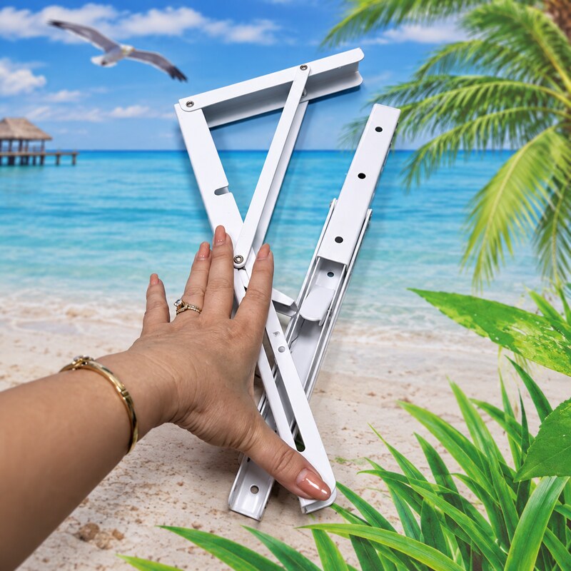 Ke Gập Bàn Gắn Tường Bằng Thép Sơn Trắng Có Lẫy Khóa Cho Bàn Kệ Gấp Gọn KG119