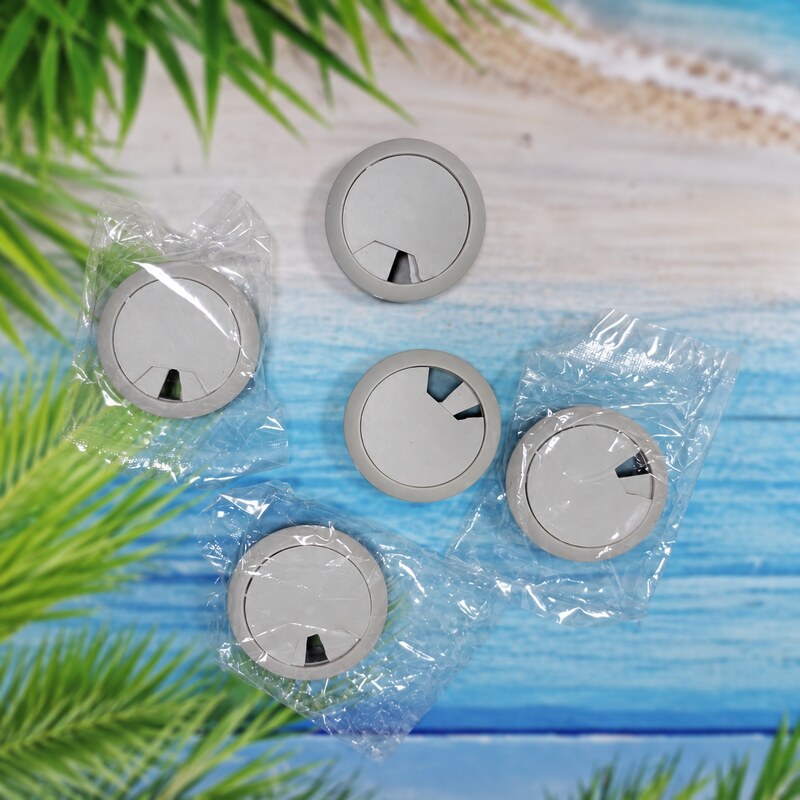 Nắp Chụp Lỗ Luồn Dây Điện Tròn Bằng Nhựa Màu Xám Cho Bàn Làm Việc Bàn Máy Tính CHUP118