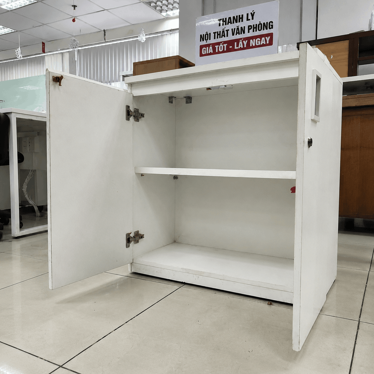 Tủ hồ sơ thấp 2 cánh màu trắng 900x400x850mm TU066