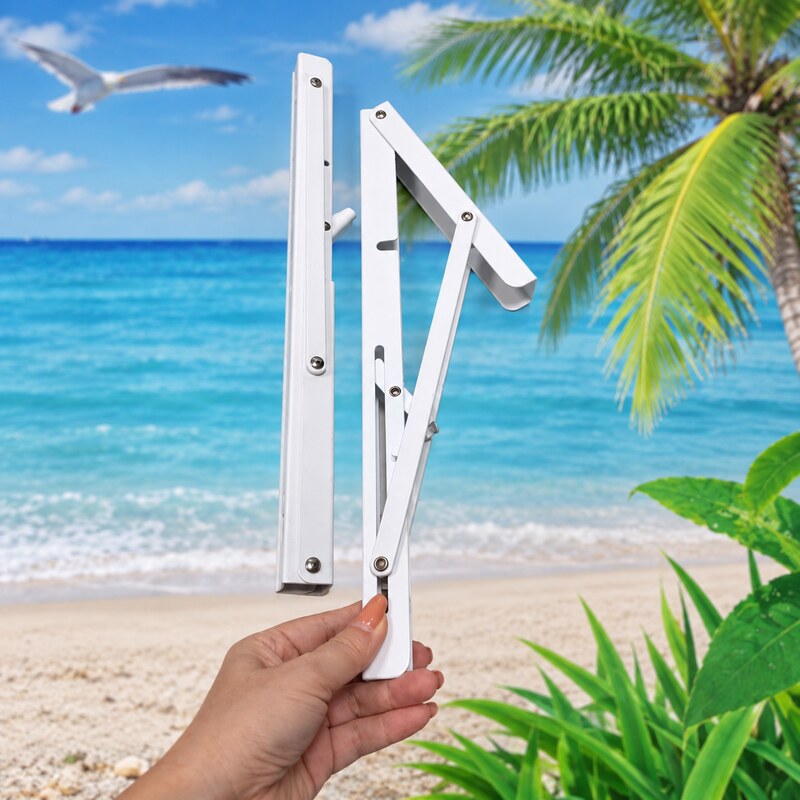 Ke Gập Bàn Gắn Tường Bằng Thép Sơn Trắng Có Lẫy Khóa Cho Bàn Kệ Gấp Gọn KG119
