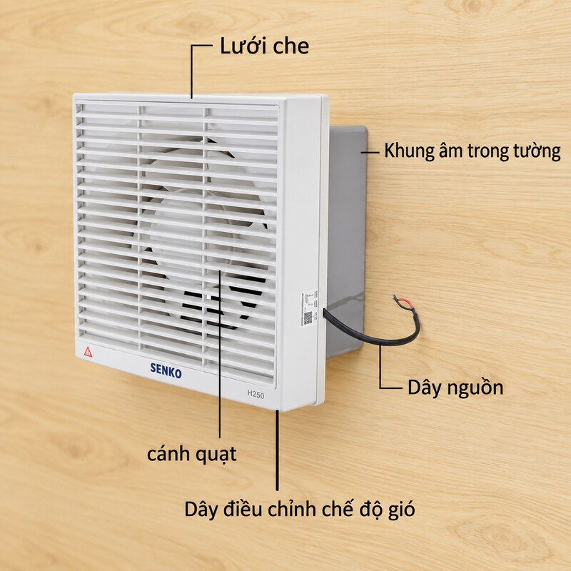 Quạt Hút Gió Gắn Tường 2 Chiều Senko H250 Sải Cánh 25cm Công Suất 40W QUAT125