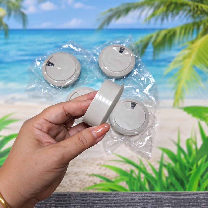 Nắp Chụp Lỗ Luồn Dây Điện Tròn Bằng Nhựa Màu Xám Cho Bàn Làm Việc Bàn Máy Tính CHUP118