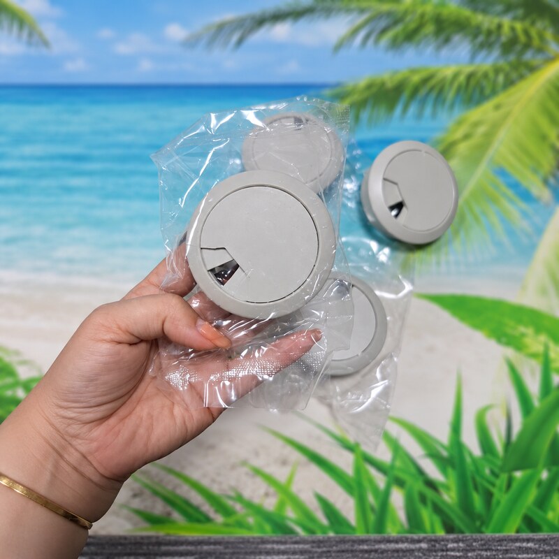 Nắp Chụp Lỗ Luồn Dây Điện Tròn Bằng Nhựa Màu Xám Cho Bàn Làm Việc Bàn Máy Tính CHUP118