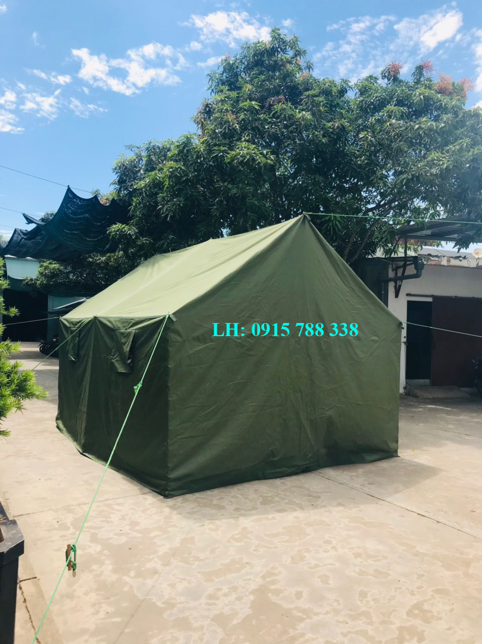 Nhà Bạt quân đội màu xanh rêu 15,5m2