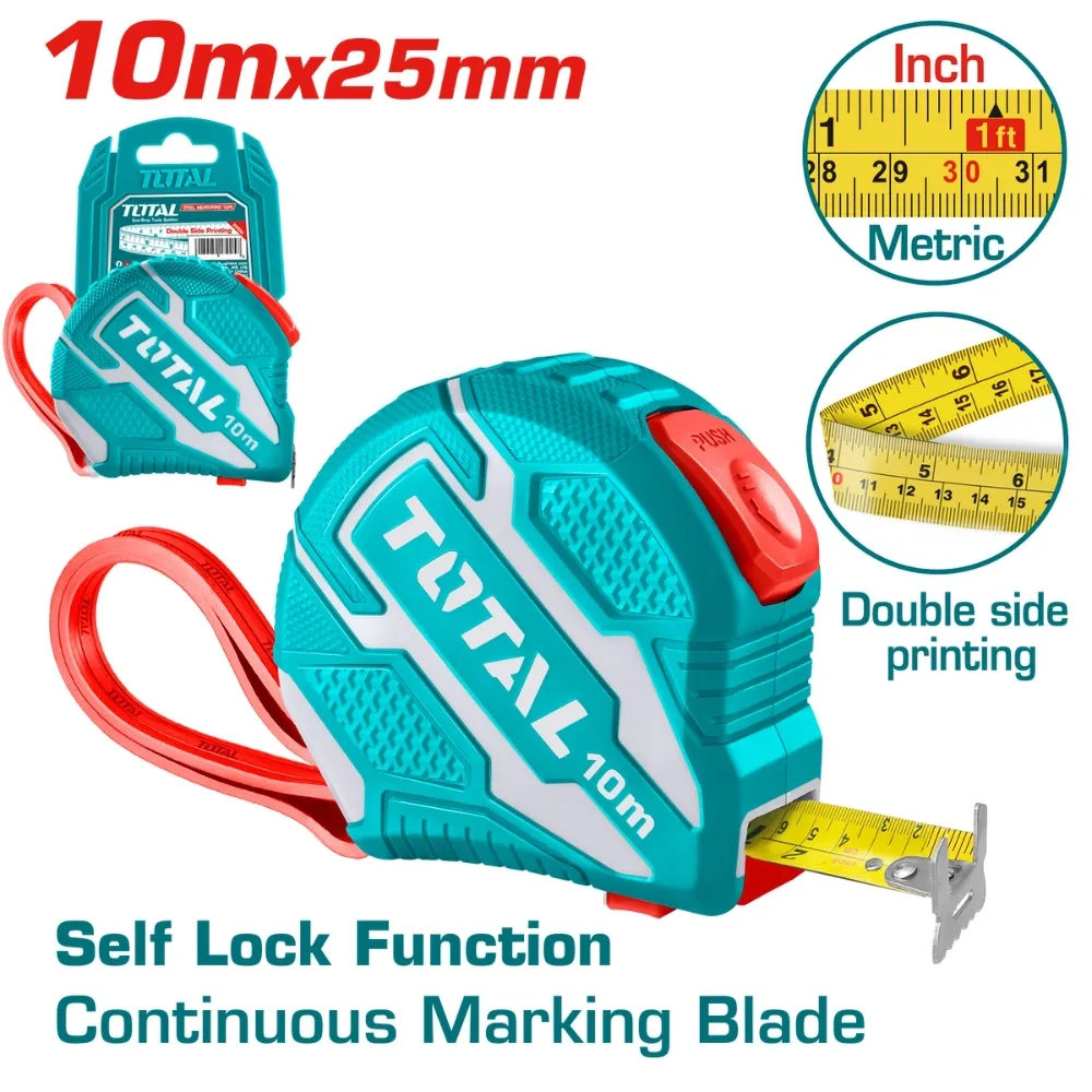 Thước kéo thép nền vàng 10mx25mm-TOTAL-TMT1262101
