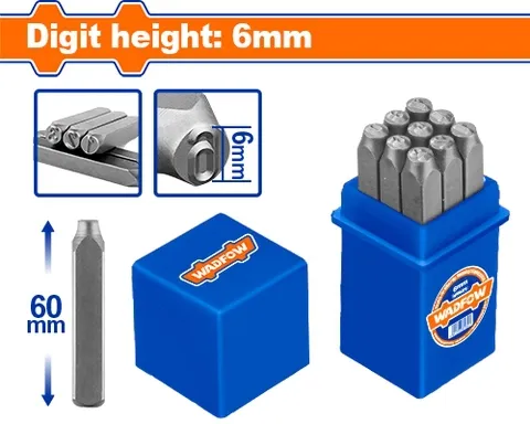 Bộ 9 mũi đột chữ số 6mm-Wadfow WCC9596