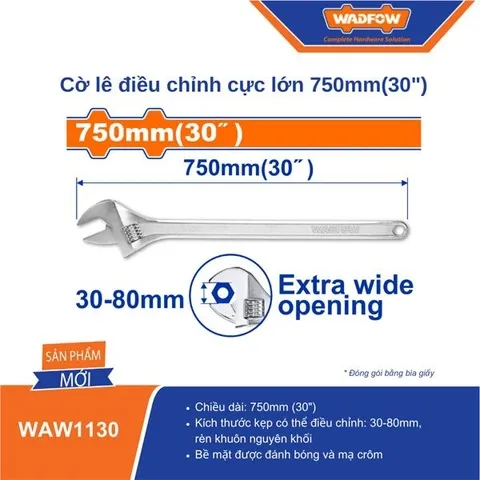 Mỏ lết điều chỉnh cực lớn 750mm(30")-Wadfow WAW1130