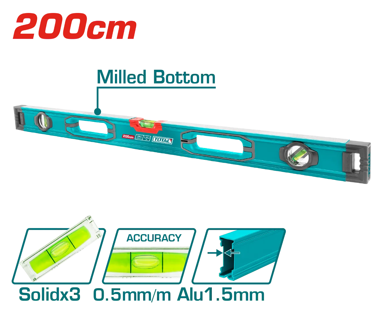Thước thủy 200cm-TOTAL-TMT220028