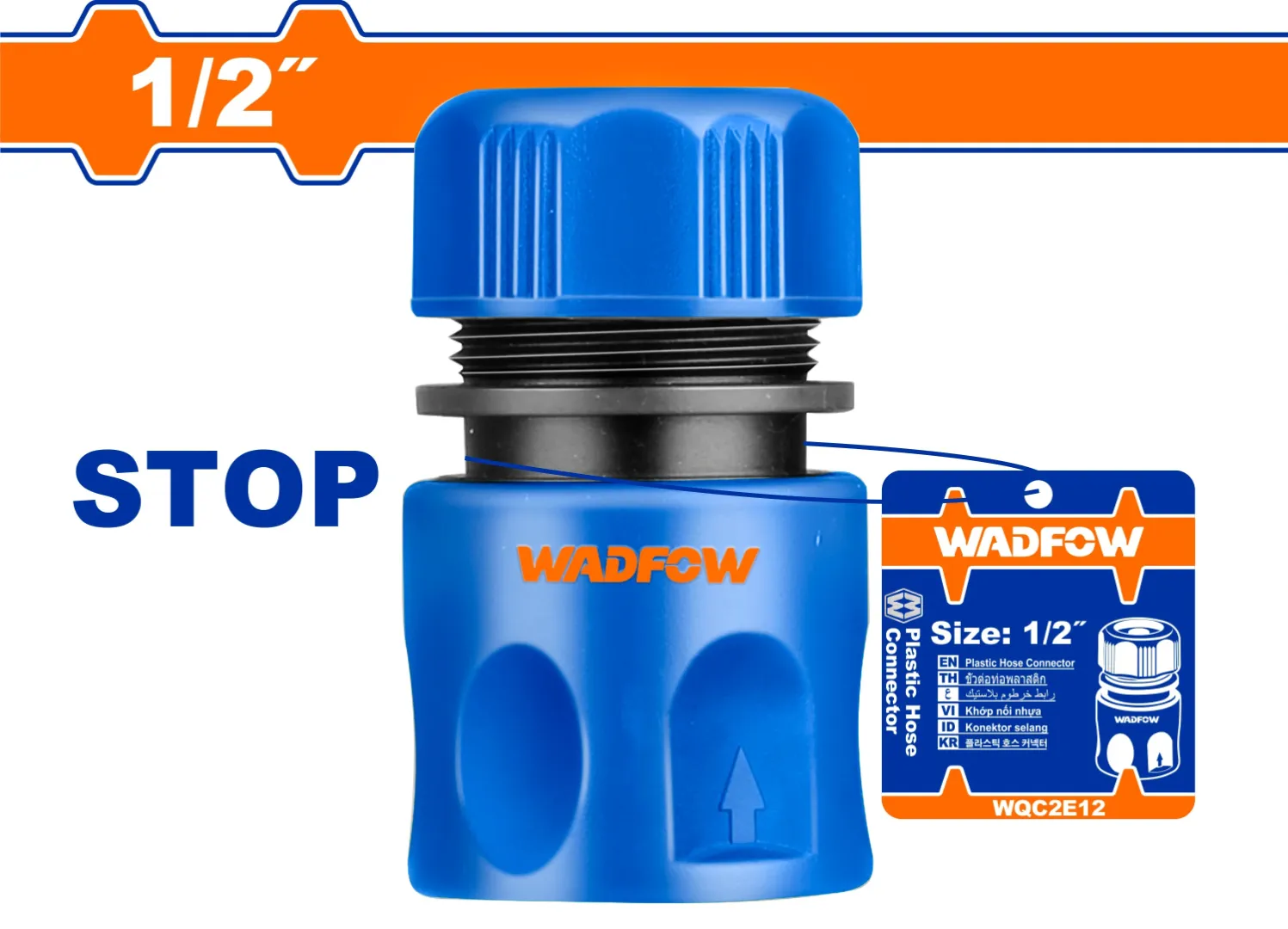 Khớp nối ống nhanh 1/2" (chức năng ngắt nước) Wadfow WQC2E12