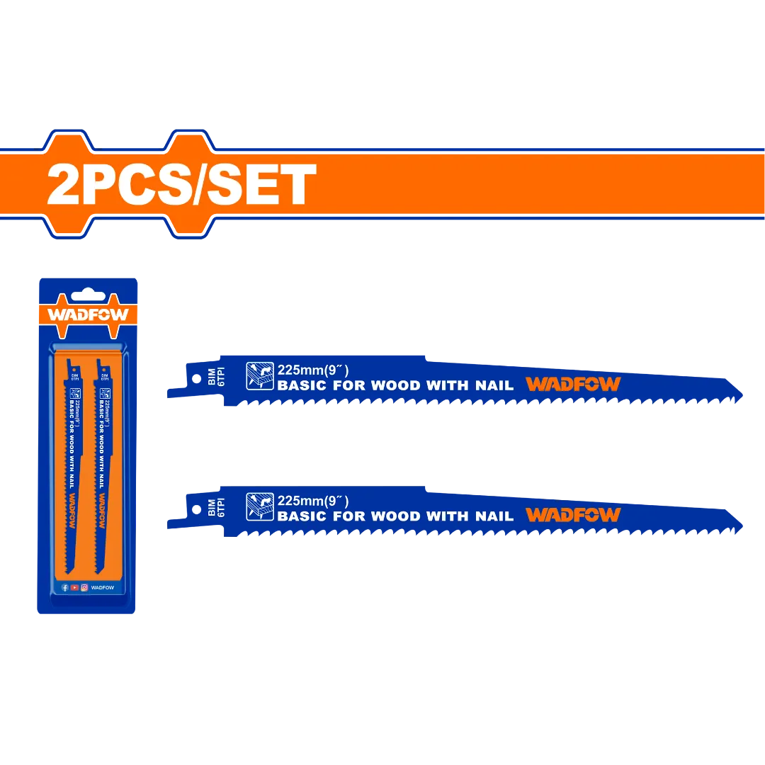 Bộ 2 lưỡi cưa kiếm (cưa gỗ có đinh) 225mm(9") WADFOW WJT1111DF