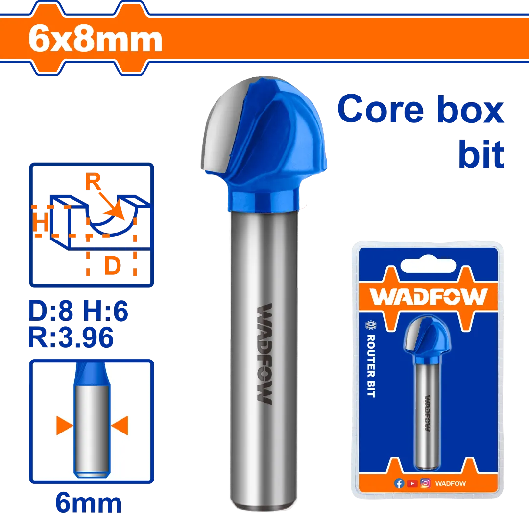 Mũi phay gỗ đầu tròn 6x6x8mm Wadfow  WRG8402