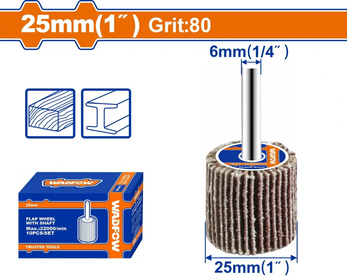 Nhám xếp trụ 25x6mm 80# Wadfow  WYW2503
