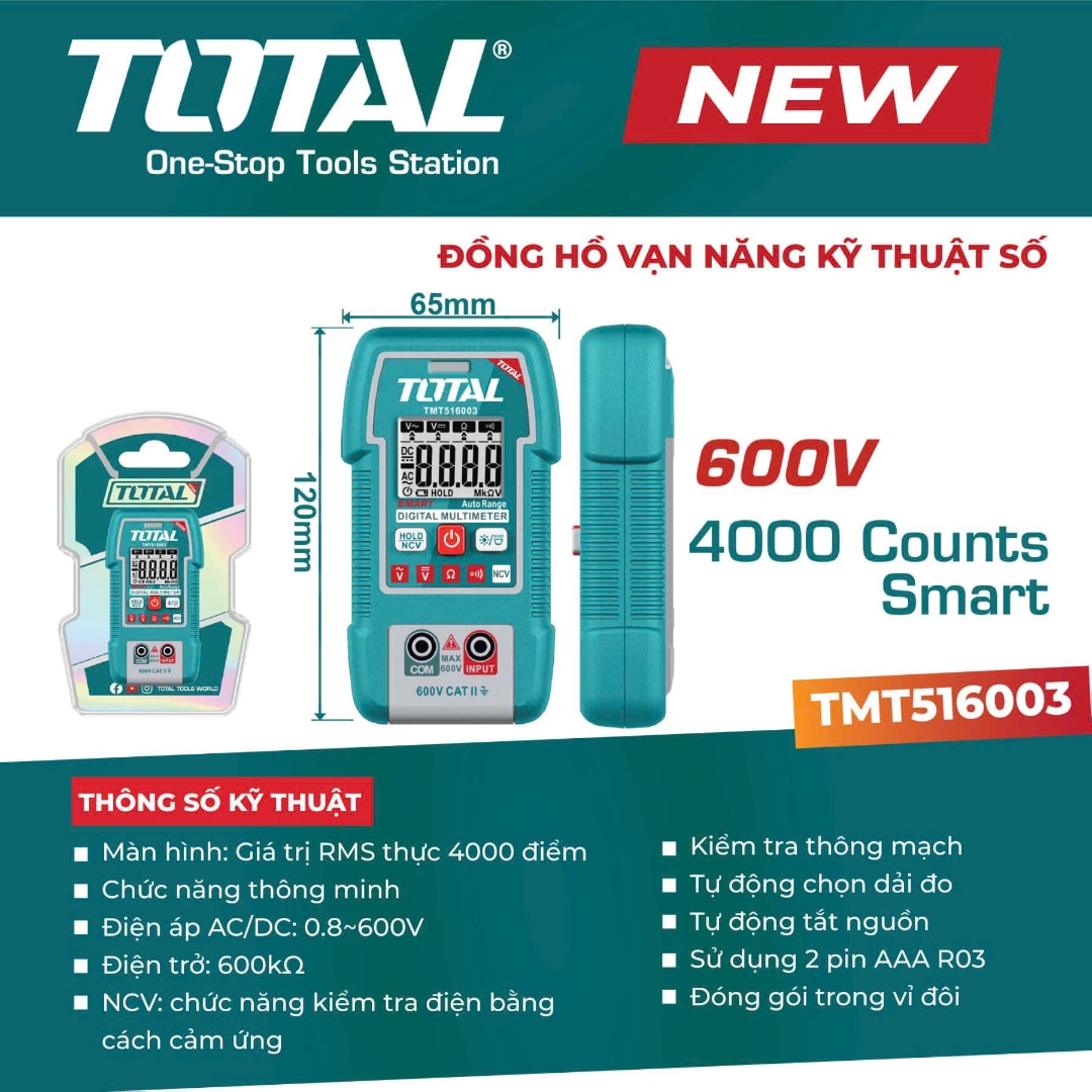 Đồng hồ vạn năng kỹ thuật số-TOTAL-TMT516003