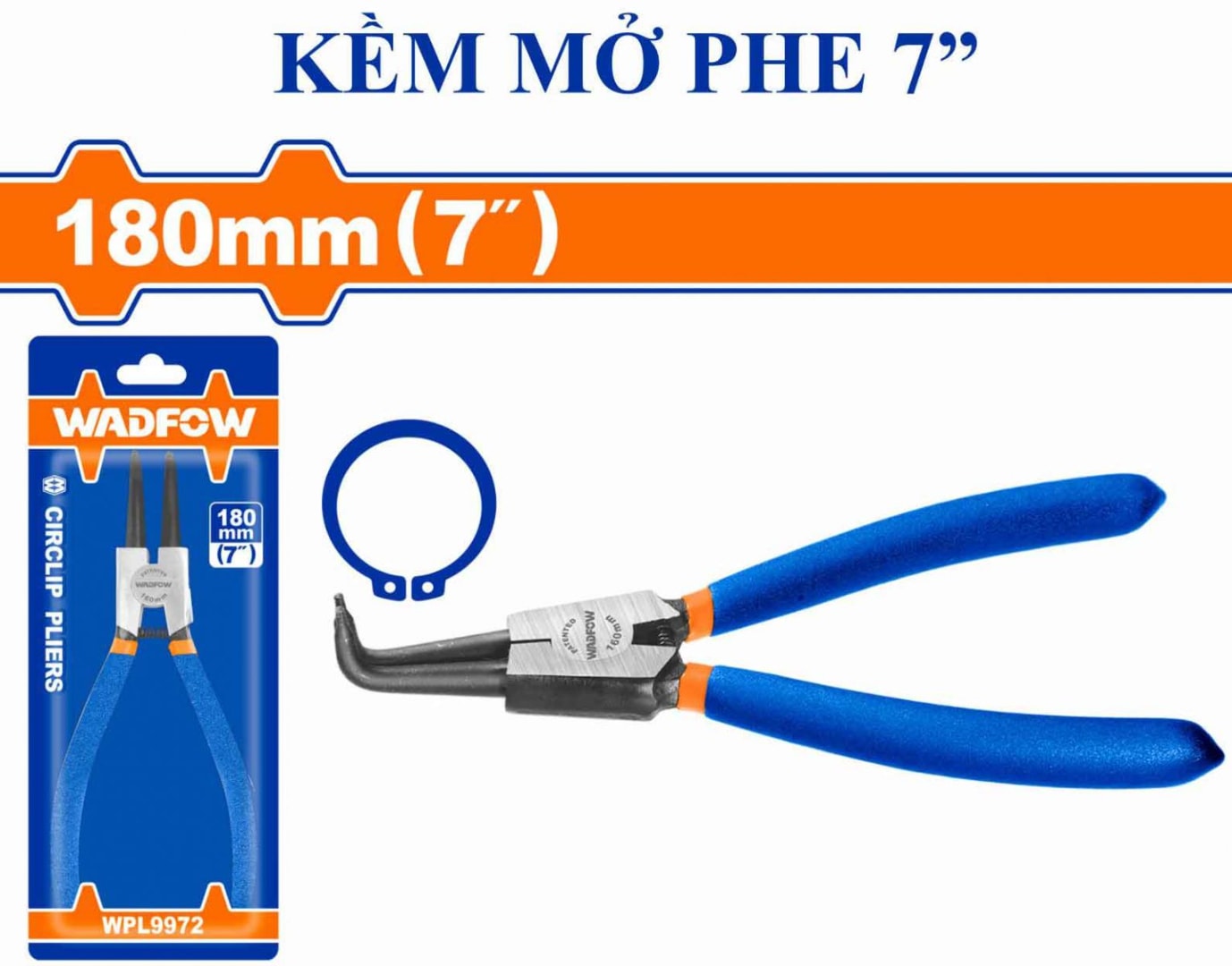Kềm mở phe mũi cong vòng ngoài 228mm(9")-Wadfow WPL9C92