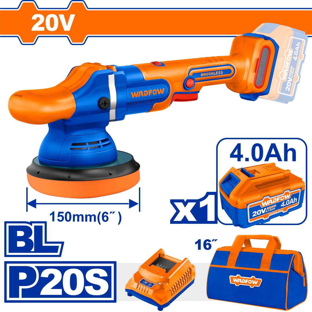 Máy đánh bóng dùng pin 20V-150mm (không chổi than) Wadfow  WHL2B151