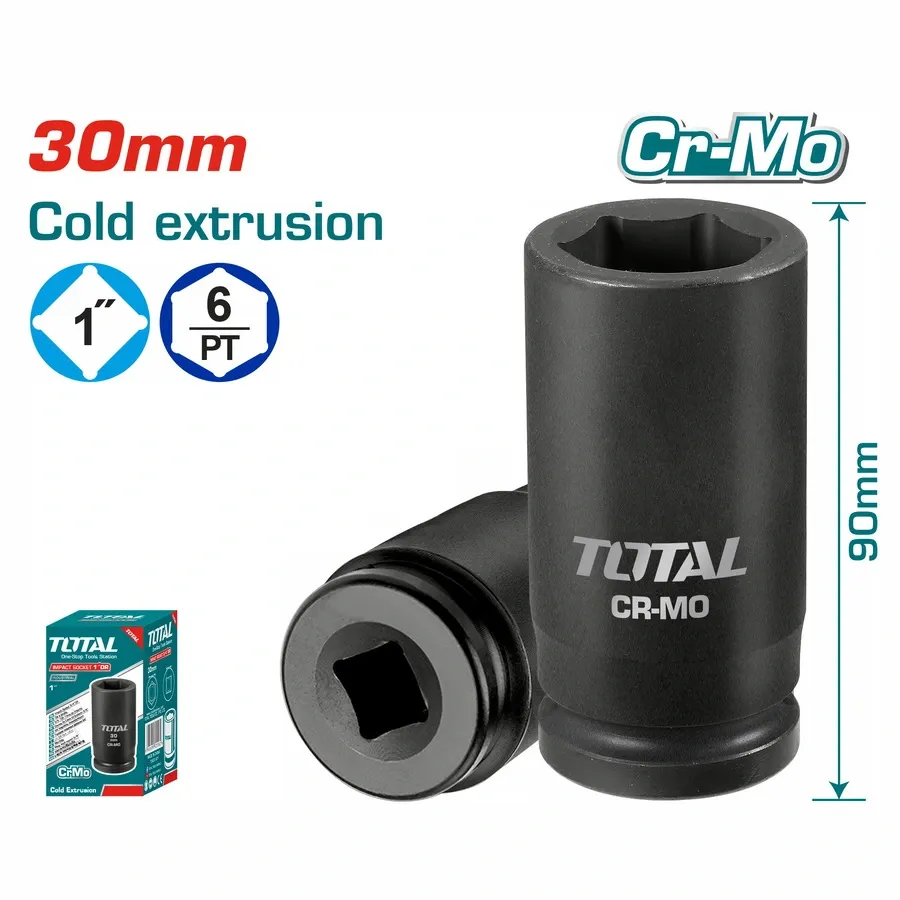 Đầu tuýp đen lục giác vuông 1" impact 30mm -TOTAL-THHISD0130L