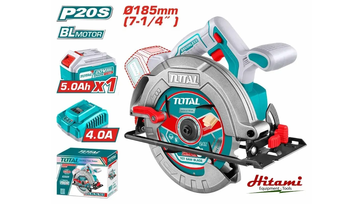 Máy cưa đĩa tròn không chổi than dùng pin  20V-TOTAL-TSLI18513