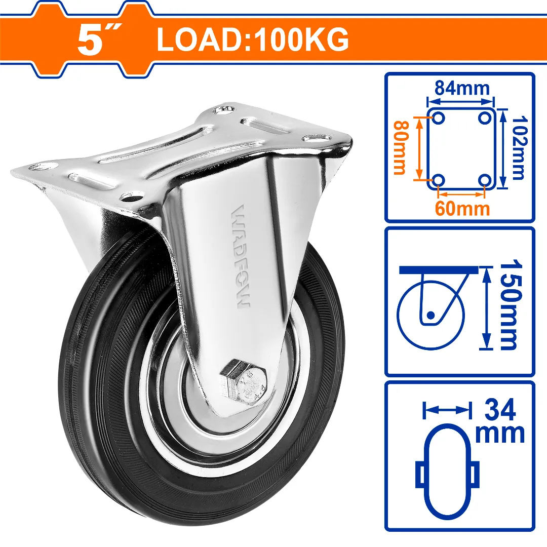 Bánh xe đẩy cao su cố định 5" WADFOW WJL3351