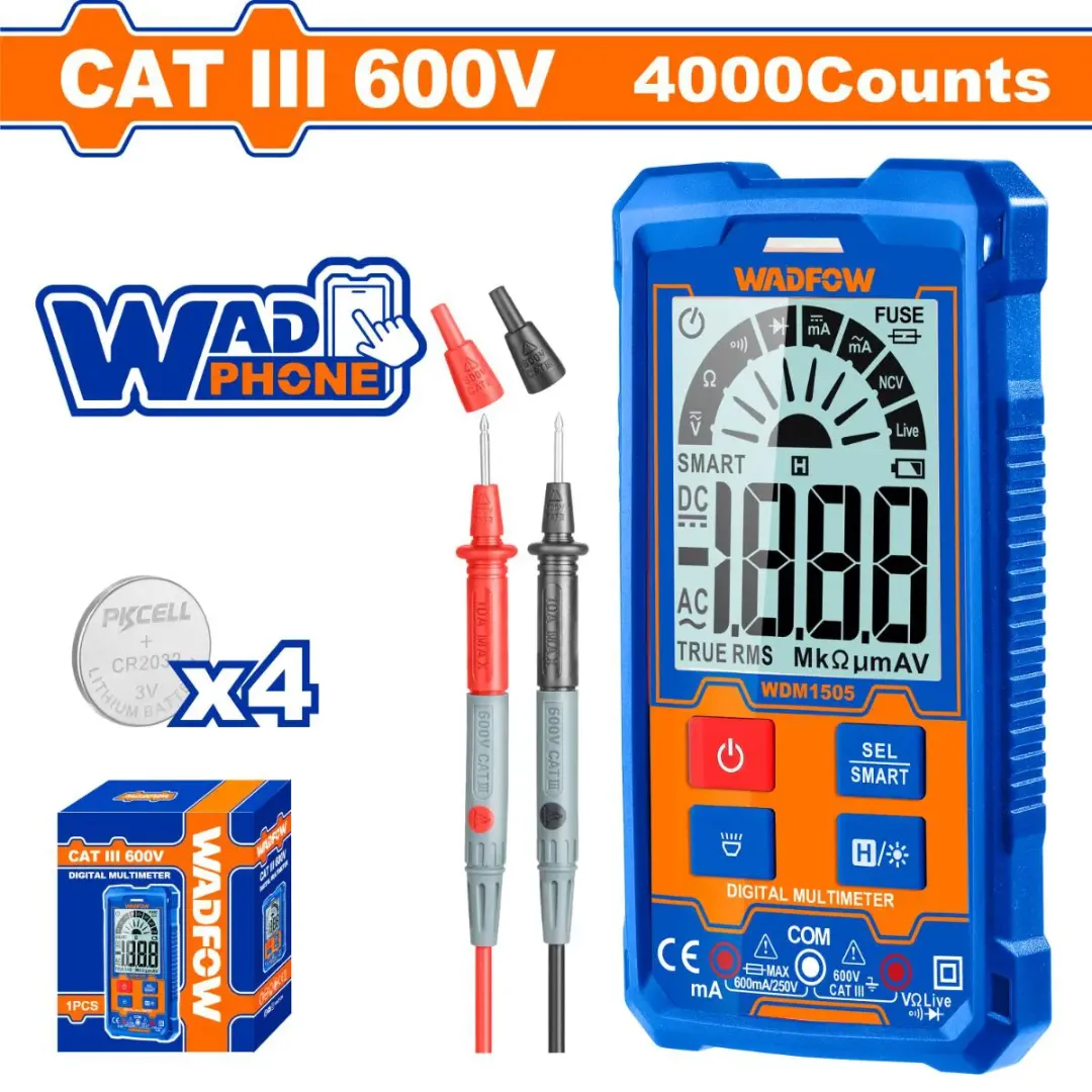 Đồng hồ vạn năng kỹ thuật số 600V-2000 số đếm-Wadfow WDM1505