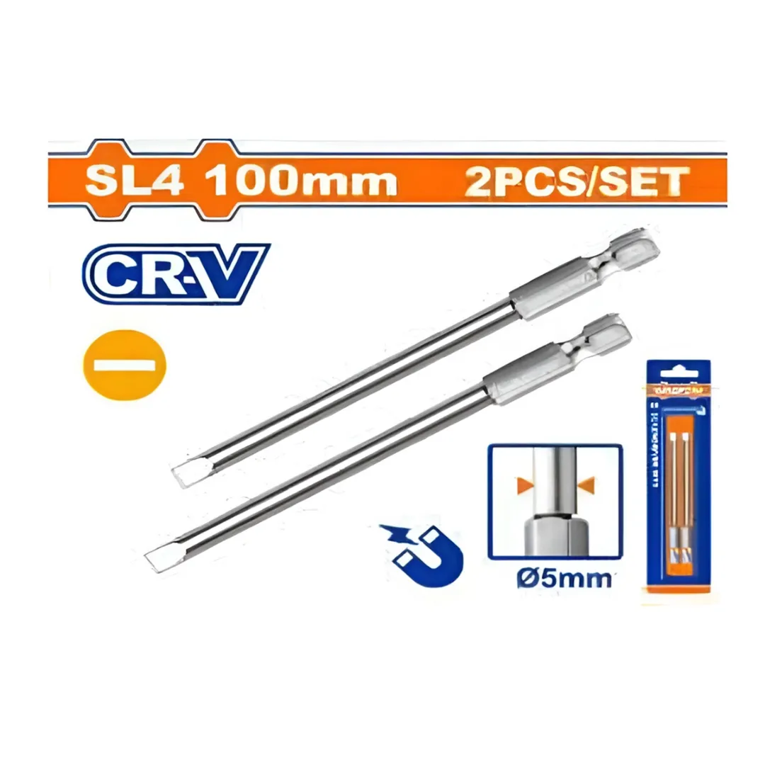 Bộ 2 mũi vít dẹp nối dài SL4x100mm-Wadfow WSV9KSL4